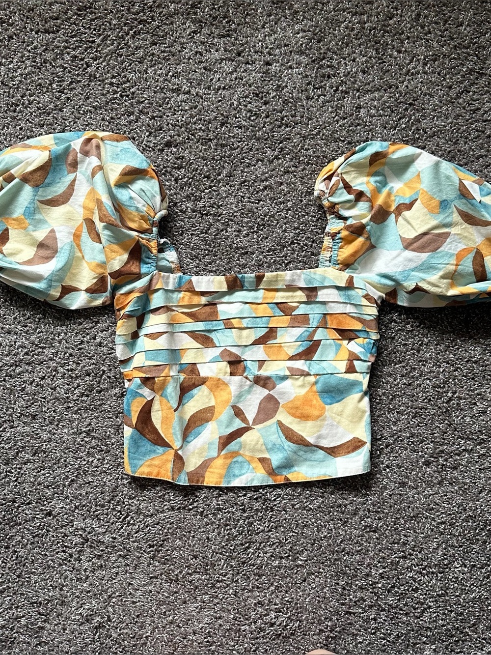 Abercrombie Puff Sleeve Square Neck Crop Top Small